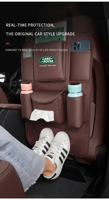 Car Seat Organizer Seat Back Storage Bag Rear Antikick Pad For Land Rover Range Rover Defender Discovery Evoque Velar Freelander