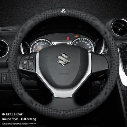 Car Leather Steering Wheel Cover Anti-slip Accessories For Suzuki Swift Jimny Baleno SX4 Ignis Vitara Alto Splash Samurai Kaiser