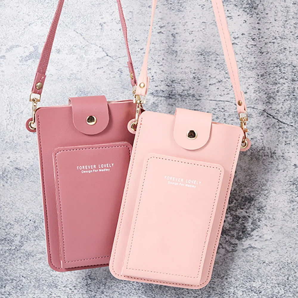 Women Mobile Phone Bag Fashion Touch Screen Shoulder Phone Bag Crossbody Bags Leather Mobile Wallet Bags IPhone 7 8/Huawei P20