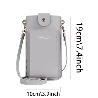 Women Mobile Phone Bag Fashion Touch Screen Shoulder Phone Bag Crossbody Bags Leather Mobile Wallet Bags IPhone 7 8/Huawei P20