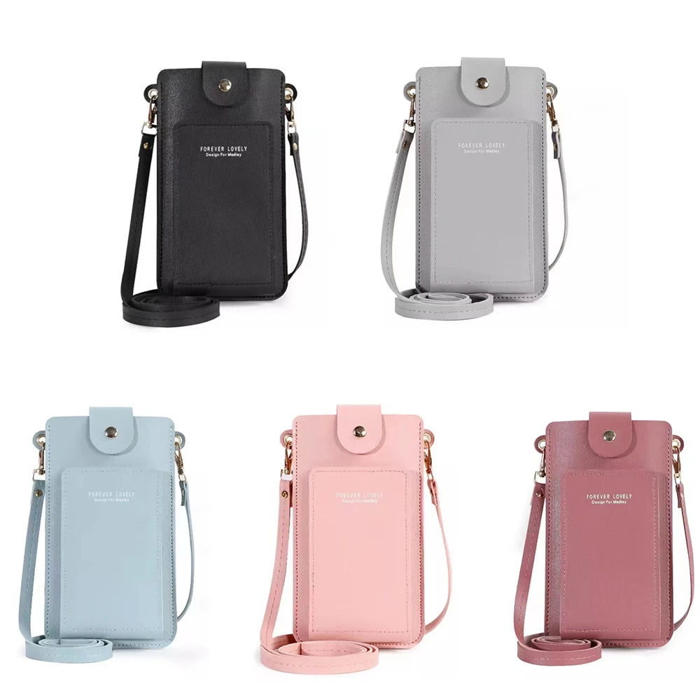 Women Mobile Phone Bag Fashion Touch Screen Shoulder Phone Bag Crossbody Bags Leather Mobile Wallet Bags IPhone 7 8/Huawei P20