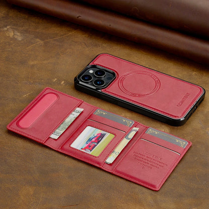 2 in 1 Magnetic Wallet Leather Case For iPhone 16 Pro Max 15 Plus Magsafe Phone Cover Fold Cards bag Kickstand
