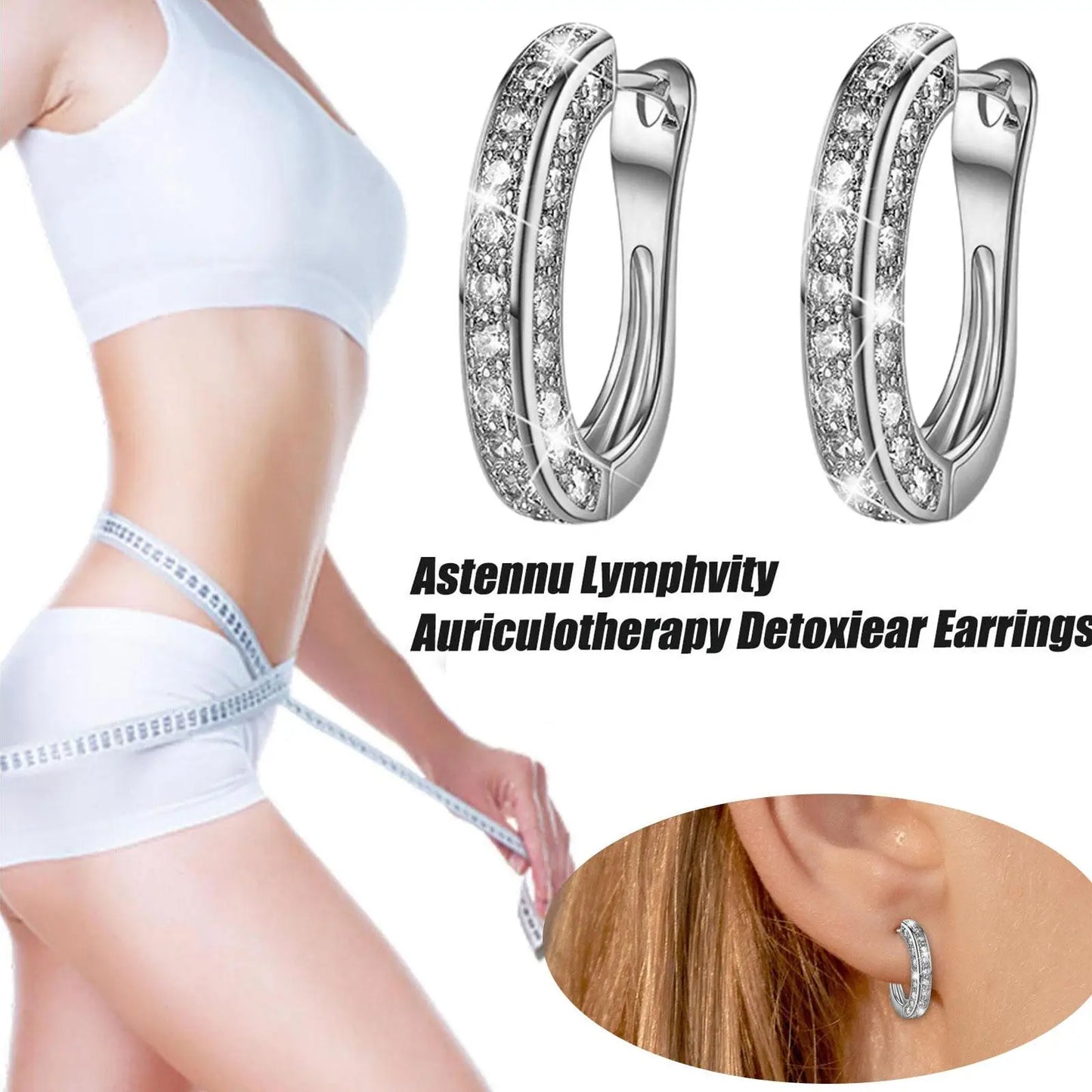 Magnetic Slimming Earrings Women Burning Fat Health Crystal Weight Loss Earrings Zirconia Magnetic Therapy Health Care