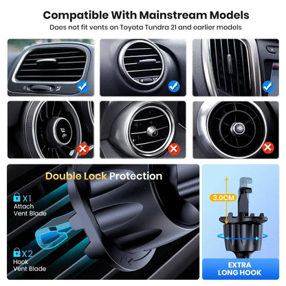 Car Phone Holder Mount, TOPK 2023 Upgrade Auto Locking Universal Phone Holder with Hook Clip for Car Air Vent for iPhone Samsung