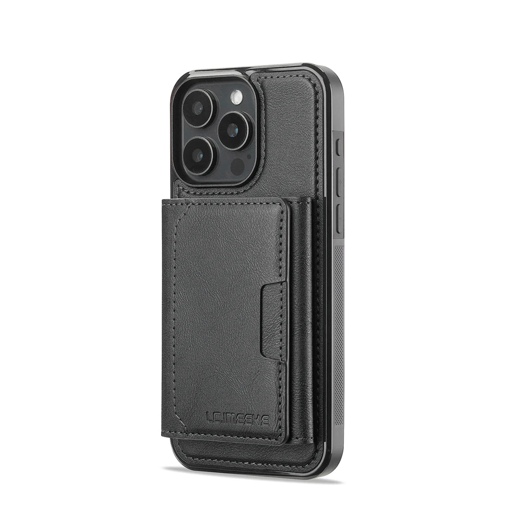 2 in 1 Magnetic Wallet Leather Case For iPhone 16 Pro Max 15 Plus Magsafe Phone Cover Fold Cards bag Kickstand
