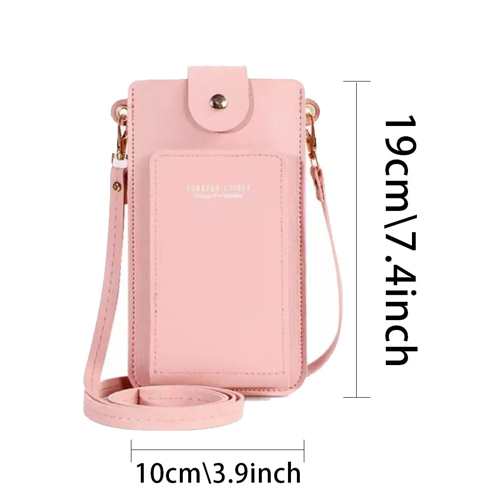 Women Mobile Phone Bag Fashion Touch Screen Shoulder Phone Bag Crossbody Bags Leather Mobile Wallet Bags IPhone 7 8/Huawei P20