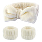 3Pcs Bow Headband Wristband Set Towel Elastic Soft Washing Face Shower Make Up Yoga Sports Skincare Headband For Women Girls