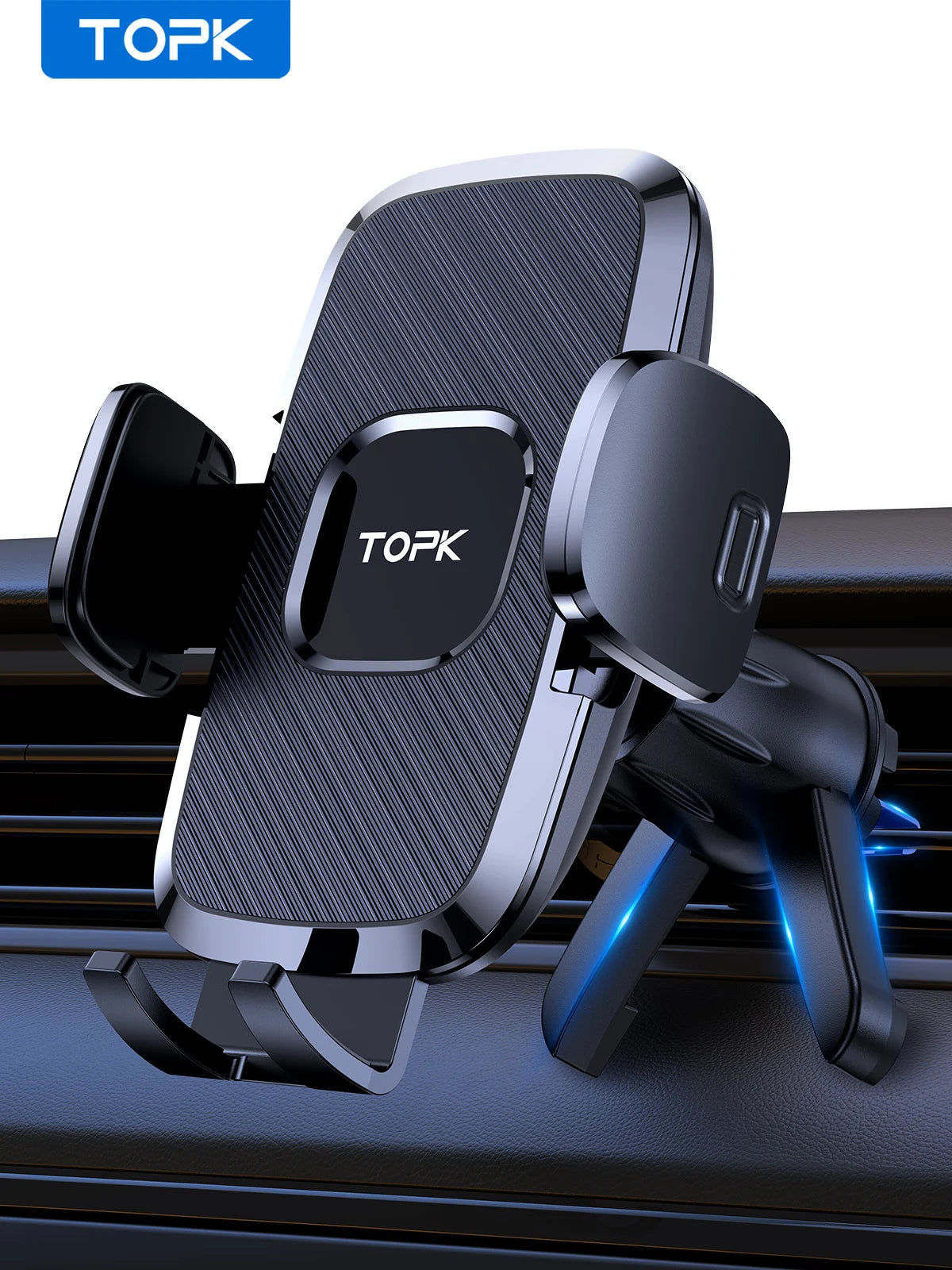 TOPK Car Phone Holder Air Vent Car Phone Mount Upgrade Hook Clip Gravity,Aluminum Car Cradle for iPhone 15 14 13 12 11 Pro Max