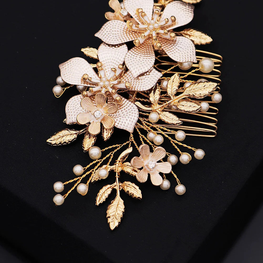 Hair Comb Luxury Metal Side Hair Clips Bridal Plate Hair Headdress Jewellery