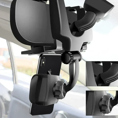 360 Car Phone Holder Rearview Mirror Mount Bracket Navigation GPS Mobile Stand Clip Foldable Adjustable Car Cell Phone Support