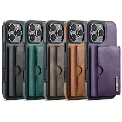 Wallet Case for iPhone 16 15 14 13 12 11 Pro Max Plus with Card Holder, Detachable Magnetic Faux Leather Kickstand Case with 6 Card Slots, Shockproof Cover